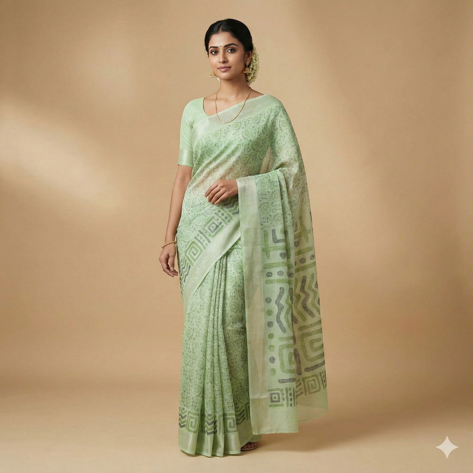 PURE LINEN PRINT SAREE